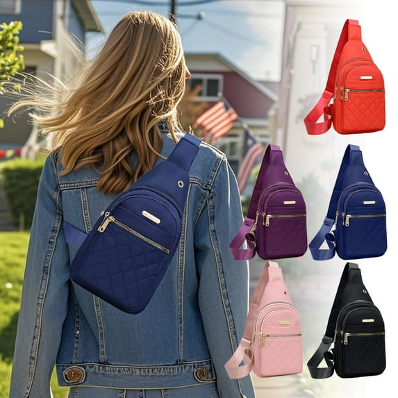 InsCrazy Sling Bag for Women Chest Bag Lightweight Large Capacity Fabric Waterproofing Sling Bag Convenient Crossbody Front Pack for Travel Outdoor Sports