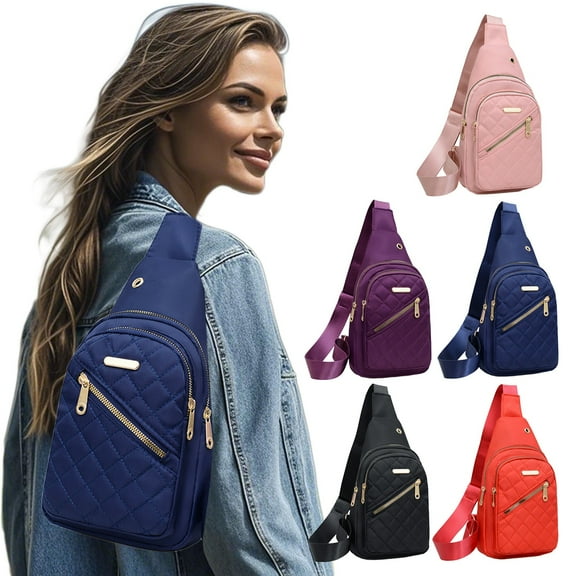 InsCrazy Sling Bag for Women Chest Bag Lightweight Large Capacity Fabric Waterproofing Sling Bag Convenient Crossbody Front Pack for Travel Outdoor Sports