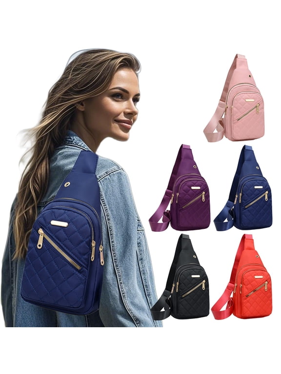 Sling Bag for Women Chest Bag Lightweight Large Capacity Fabric Waterproofing Sling Bag Convenient Crossbody Front Pack for Travel Outdoor Sports