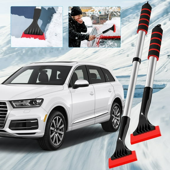 InsCrazy Snow Brush, Ice Scrapers for Car Windshield Snow Shovel for Automobiles Multifunctional Glass Ice Cleaning Scraper Aluminum Alloy Telescopic Snow Removal Shovel for Vehicles 16"