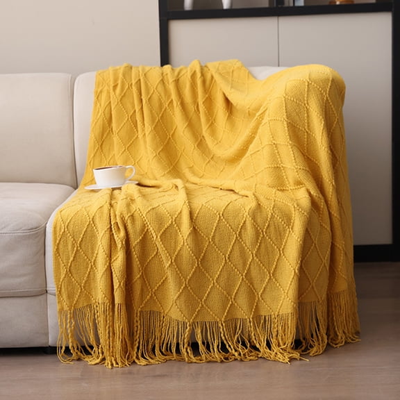 InsCrazy Soft Queen Size Blanket All Season Warm Blanket Soft Knitted Blanket Fringed Blanket Sofa Blanket Sleeping Blanket 180x130cm