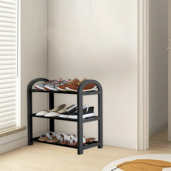 InsCrazy Stackable Shoe Rack 3 Layer Stainless Steel Freestanding Shoe Rack Suitable for Kitchen Bathroom Office Living Room