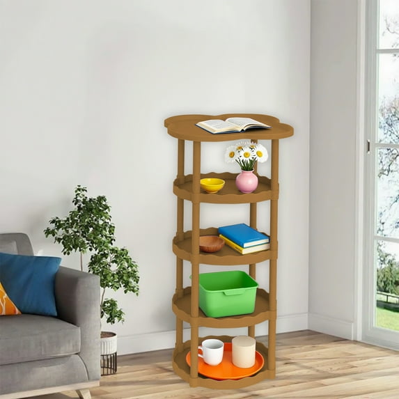 InsCrazy Stackable Storage Rack Cream Style Sofa Side Table Small Coffee Table for Kitchen Bathroom Laundry Room Office