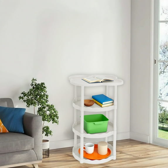 InsCrazy Stackable Storage Rack Cream Style Sofa Side Table Small Coffee Table for Office, Living Room, Kitchen