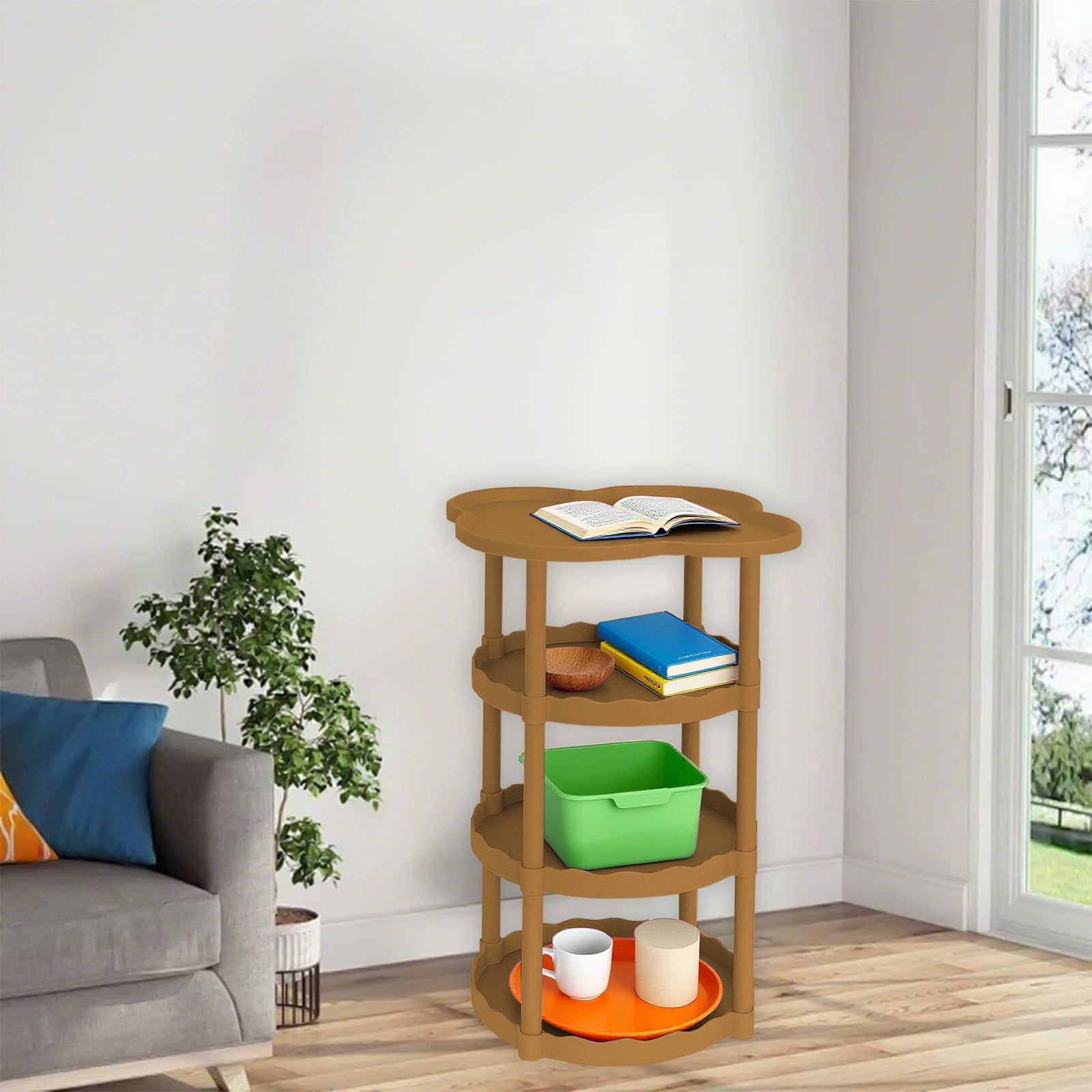 InsCrazy Stackable Storage Rack Cream Style Sofa Side Table Small ...