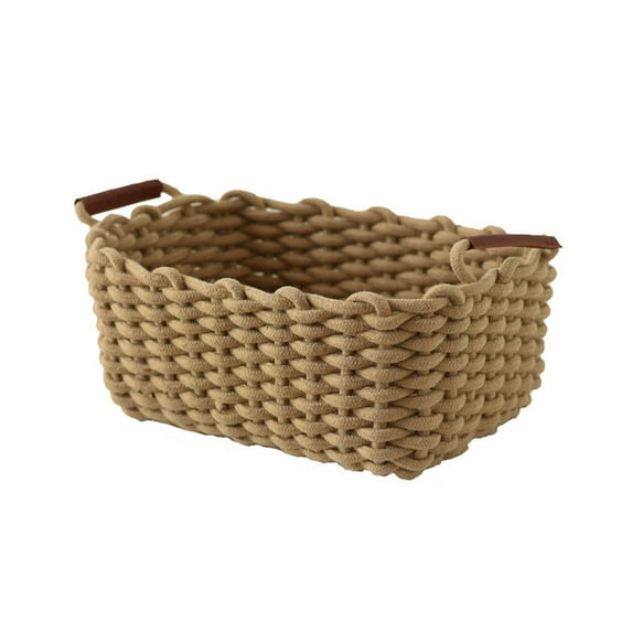 InsCrazy Storage Bins, Chunky Knitted Storage Basket Woven Basket Thick Cotton Rope Storage Box Storage Basket Desktop Snack Sundries Basket