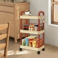 thumbnail image 1 of InsCrazy Storage Cart with Drawers Kitchen Storage Cart 3-layer Black With Armrests Storage for Kitchen, 1 of 6