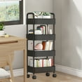 thumbnail image 1 of InsCrazy Storage Cart with Drawers Kitchen Storage Cart 4-layer Black With Armrests Storage for Kitchen, 1 of 6