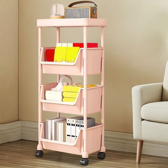 InsCrazy Storage Cart with Wheels Desk Storage Rack Mobile Floor Standing Dorm Desk for Living Room, Bedroom, Office, Home Workshop