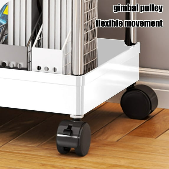 InsCrazy Storage Cart with Wheels Three Layer Movable Crevice Storage Rack Multi-layer Pulley for Kitchen Bathroom Laundry Room Office