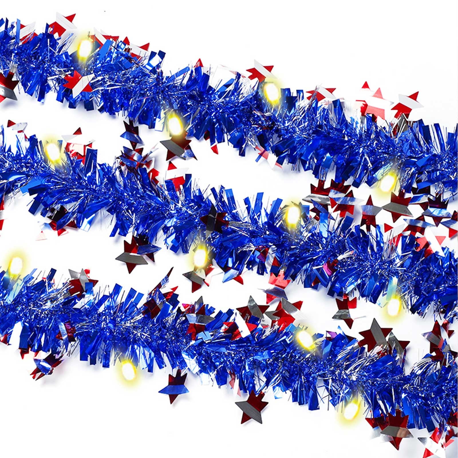 InsCrazy String Lights, 6.56FT 4th of July Patriotic Garland Red White ...
