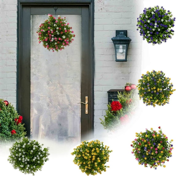 InsCrazy Wreath Plastic Colorful Wreath Spring and Summer Colorful Leaf Wreath Spring and Summer Decoration Gate Pendant Romantic Home Decor