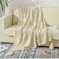thumbnail image 1 of InsCrzy Soft Queen Size Blanket All Season Warm 51" x 59" Sofa Blanket Wind Fringe Blanket Knitted Blanket Office Conditioning Nap Blanket Wool Cover Blanket Sofa Blanket, 1 of 6