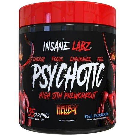 Insane Labz Hellboy Psychotic Pre Workout Blue Raspberry 35 Servings