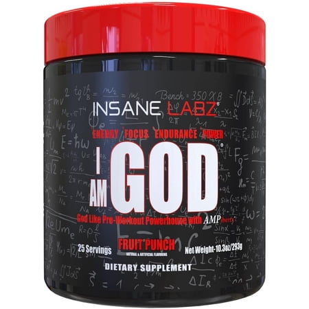 Insane Labz I am God Pre Workout Powder, Fruit Punch, 25 Servings