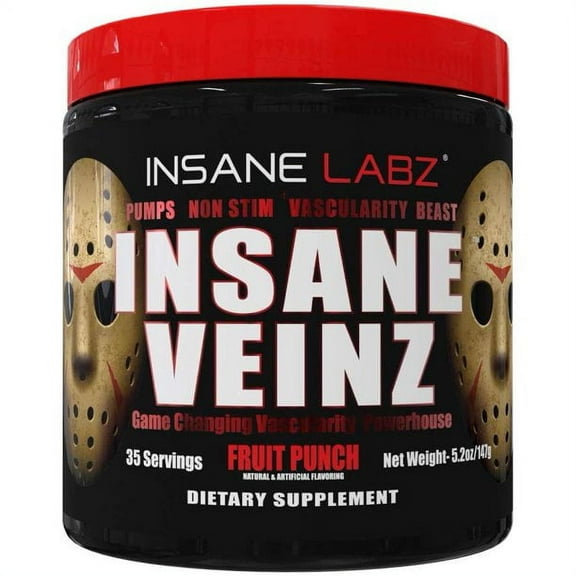 Insane Labz Insane Veinz Pre Workout Powder, Fruit Punch, 35 Servings