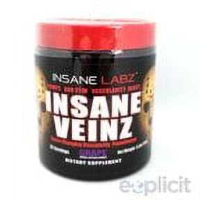 Insane Labz Insane Veinz Pre Workout Powder, Grape, 35 Servings