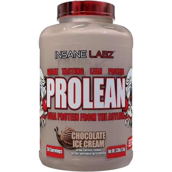 Insane Labz ProLean | Premium Hydrolyzed Collagen Protein & Whey Isolate Protein Powder | 26g Protein | Low Fat, Zero Sugar | 50 Servings Chocolate Ice Cream | 3.3 Lbs