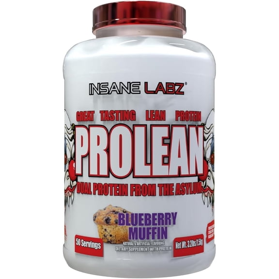 Insane Labz ProLean Protein & Whey Powder 26g Protein 50 Srvngs Blueberry Muffin 3.2 Pounds