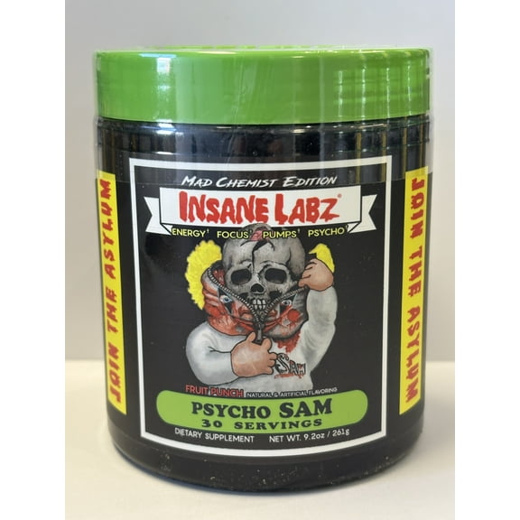 Insane Labz Psycho Sam Pre Workout Fruit Punch 30 Servings