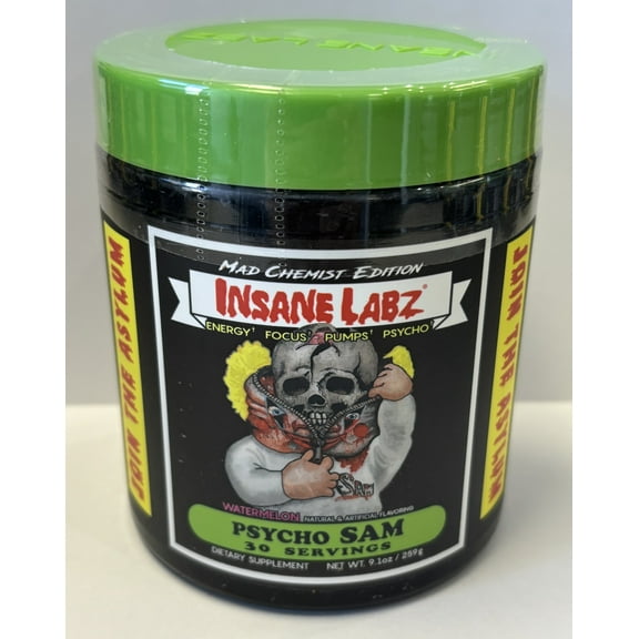 Insane Labz Psycho Sam Pre Workout Watermelon 30 Servings 8.2 oz