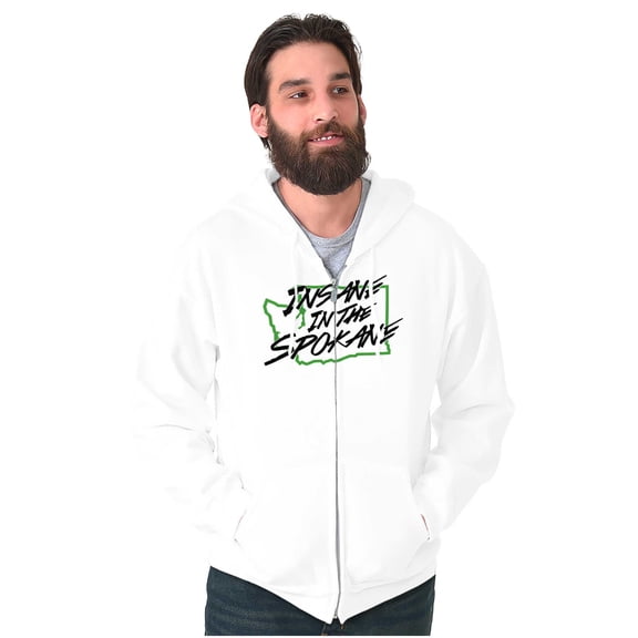 Insane in Spokane Washington Funny Zip Up Hoodie Men's Women's Brisco Brands M