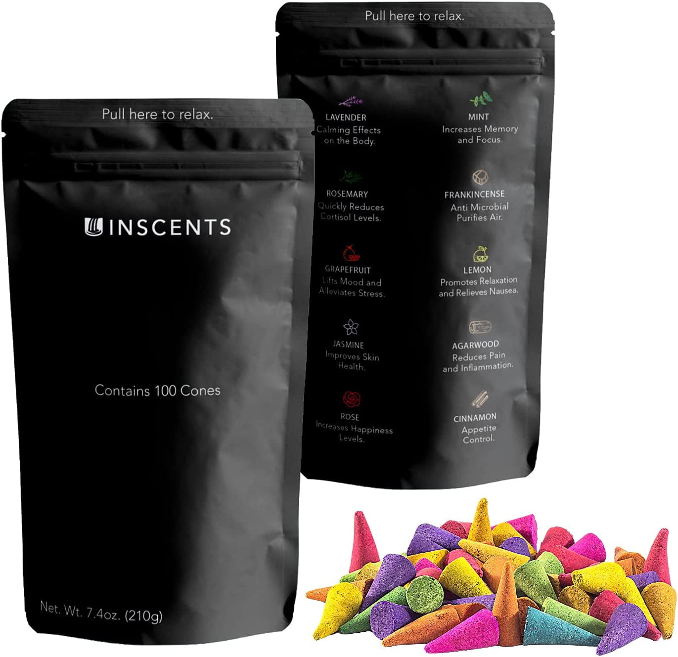 Inscents Waterfall Essential Oil Dipped Scented Incense Cones Backflow