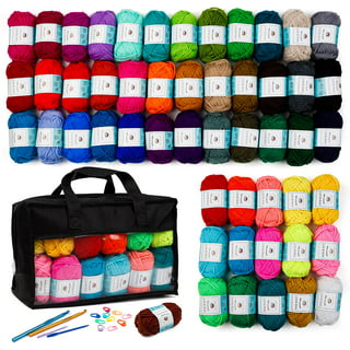 51 Piece Crochet Kit with Yarn Set Premium Bundle Includes 9 Crochet Hooks,  12 Acrylic Crochet Yarn Balls, 6 Needles, Book, Bags and more Beginner and  Professional Starter Pack for Adults and Kids 