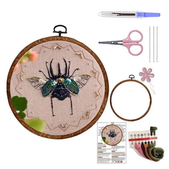 Insect Bead Embroidery DIY Craft Kit - Fun Cartoon Cross Stitch Series for Creative Craftin