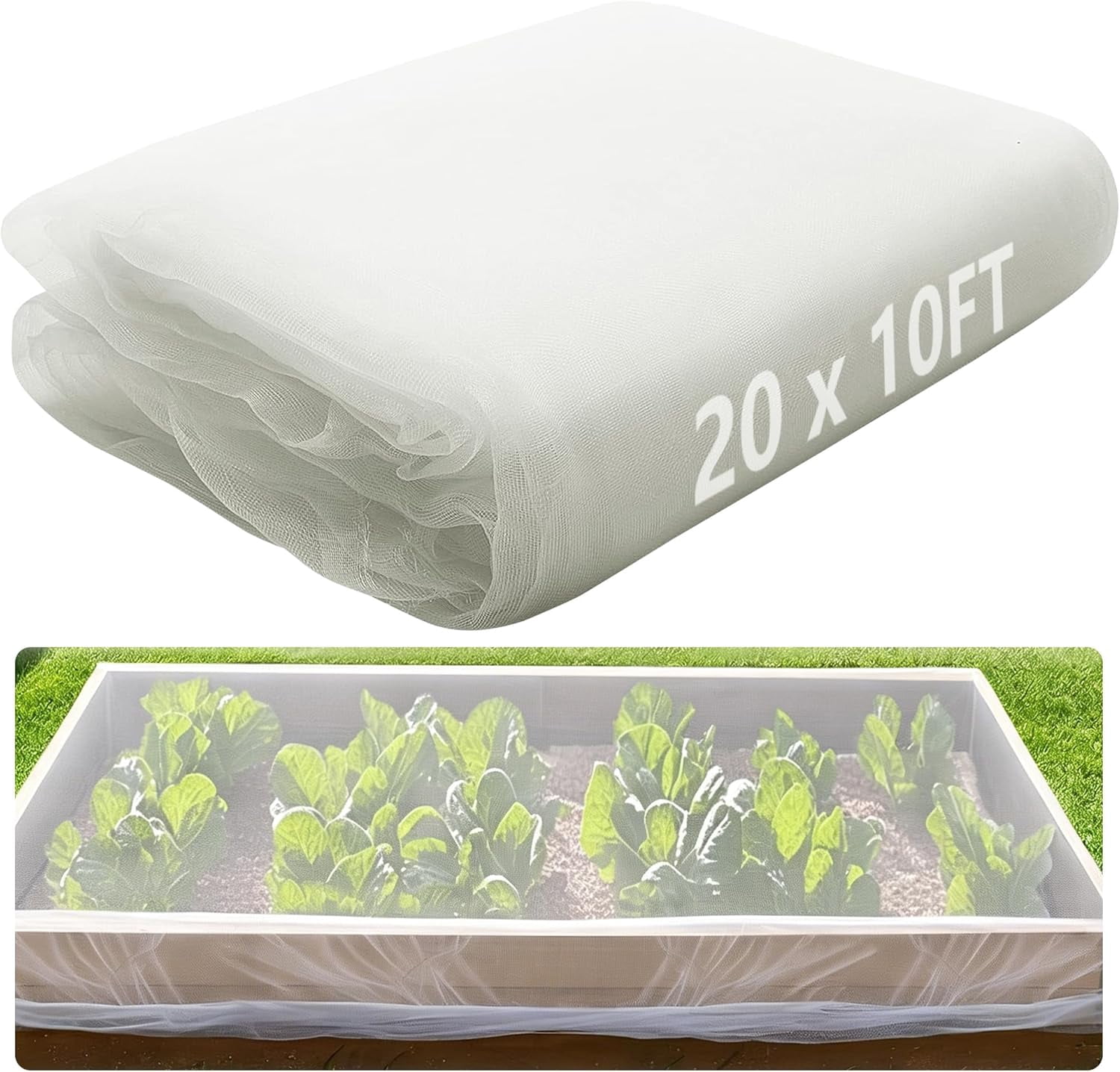 Insect Bird Barrier Netting Mesh- 20 x 10 Feet Garden Bug Netting Plant Cover for Protect Plant Fruits Flower from Insect Bird Eating