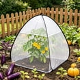 thumbnail image 1 of Insect Bird Plant Sun Shade Cover with 6 Ground Stakes, Foldable Mesh Protective Cage for Vegetable Flower Shrubs, White, 1 of 6