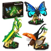OKKIDY 3-in-1 Insect Building Block Set, Plastic Butterfly Mantis Model Kit Compatible with Lego, Nature Collection Display Toy, Home Decor, Party Favor, Birthday Gift for Adults & Kids 6+