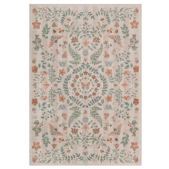 Insect Botanical Washable Runner Rugs, Boho Under Table Carpet for ...