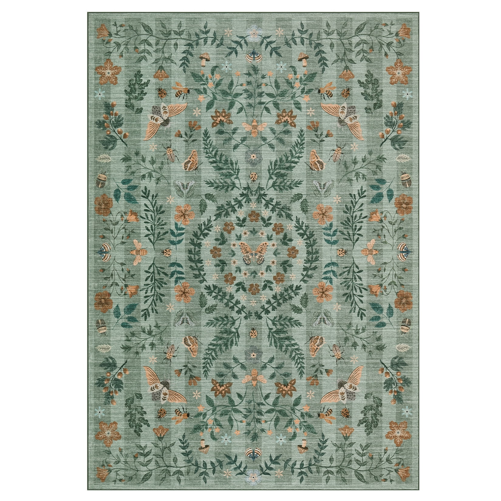 Insect Rug Children Insect Botanical Washable Runner Rugs, Boho Under Table Carpet for ...
