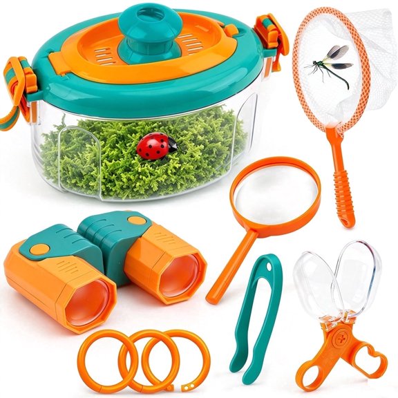 Insect Bug Catcher Toy 18 Pieces Outdoor Explore Kit with Butterfly Net,Magnifying Glass,Kids Bioculars and Insect Bug Catching Kit,Gifts for Kids Age 3+