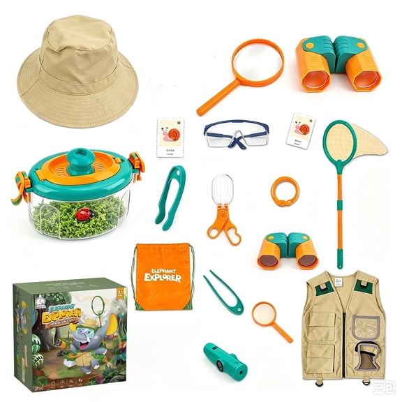 JoyMelo Insect Bug Catching Toy 28 Pieces Outdoor Explore Kit with Butterfly Net,Magnifying Glass and Kids Bioculars,Gifts for Kids Boys Girls Age 3+