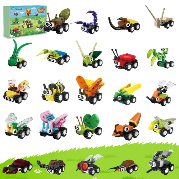 Insect Building Blocks Toy for Kids- 24 Pack Bug Blocks Set (697PCS),Educational Party Favors Classroom Prizes, Birthday Easter Valentines Gift for Boys Girls Ages 6,8,10,12+