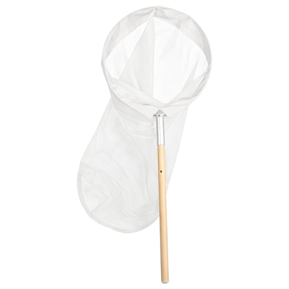 Insect and Butterfly Net with 12.2" Ring, 34.3" Net Depth, 18.1" Wood Handle, Catching Insects Bugs Fishing Nets, Polyester Mesh Iron Hoop, Ideal for Outdoor Nature Exploration Toy & Playing,White