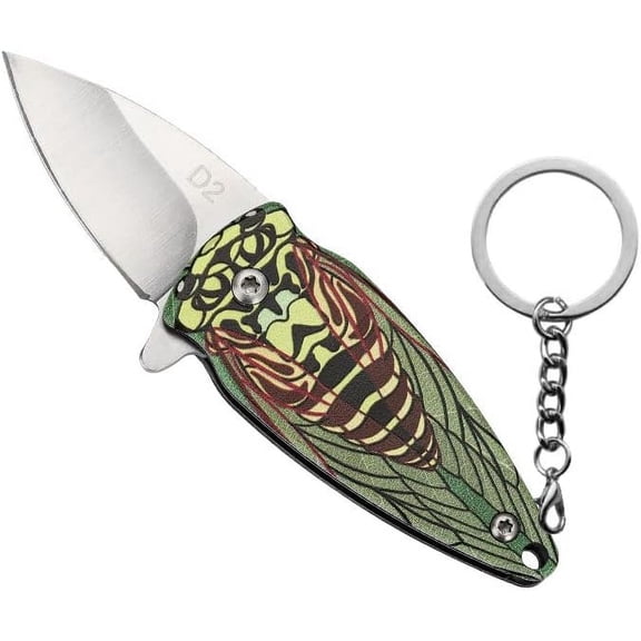Insect Design Mini Folding Pocket Knife - Stainless Steel EDC Knife with Keychain for Outdoor Camping, Hiking, Daily Use
