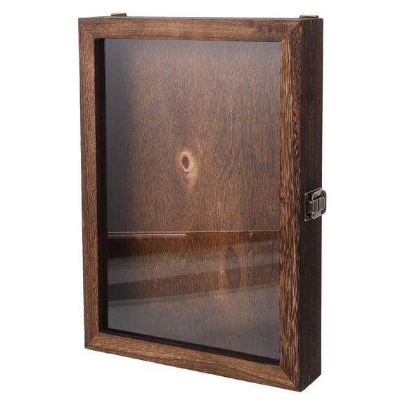 DEEPCRAFF Dried Flower Display Box Wood Protection Dark Brown 1Set 12.2x8.7x1.8in