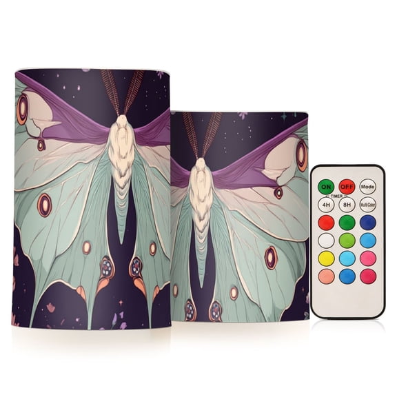 Insect Fly over Flowers Flickering Flameless Candles LED Tealight Battery Operated with Remote Set of 2 Holiday Decor Ornaments