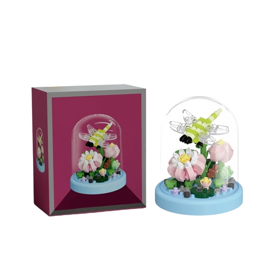 Insect Garden Building Block Set with Dust Cover, 169-182Pcs 3D Mini Animal Model, Beetle and Butterfly Decor