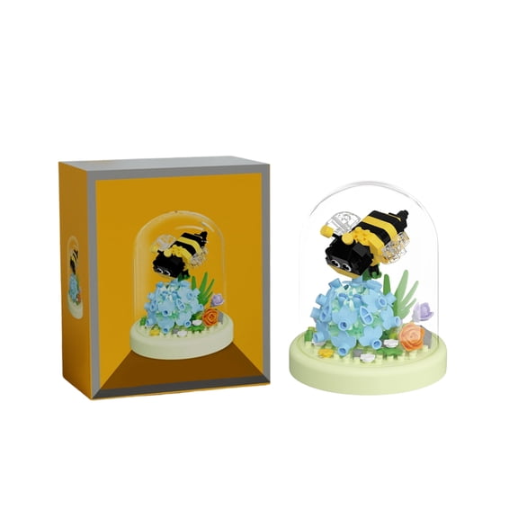 Insect Garden Building Block Set with Dust Cover, 169-182Pcs 3D Mini Animal Model, Beetle and Butterfly Decor