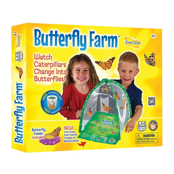 Insect Lore Butterfly Garden with Pre-Paid Voucher to Redeem Caterpillars - Ultra-Clear Dome Habitat, STEM Journal, Chrys-A-Lid Holder - Give the Gift of Raising Painted Lady Butterflies
