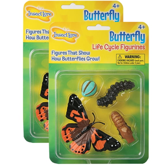 Insect Lore Butterfly Life Cycle Stages Figurines, 4 Per Set, 2 Sets
