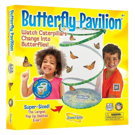 Insect Lore Butterfly Pavilion Habitat - One 2-Ft Tall Clear Mesh - Pops Up Folds Flat, Zipper Top - Great for All Insects and Plants