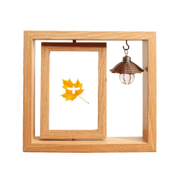 Insect Maple  Outline Autumn Wooden Rotating Picture Photo Frame 4x6