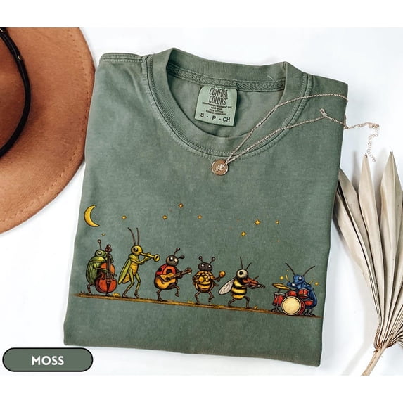 Insect Music Graphic Tee, Musical Bugs Illustration Tee, Bug Orchestra ...