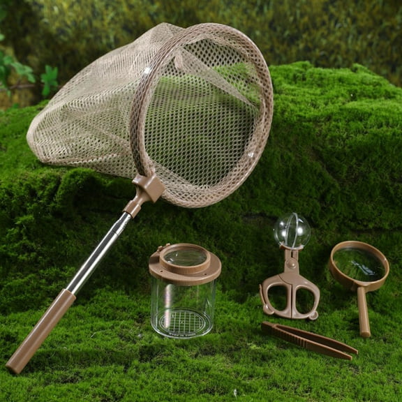 Insect Observation Kit For - Includes Brown Observation Jar, Bug Net, Insect Tongs, Magnifying Glass, Tweezers, For Outdoor Exploration, Nature Study, Bug Collecting, Science