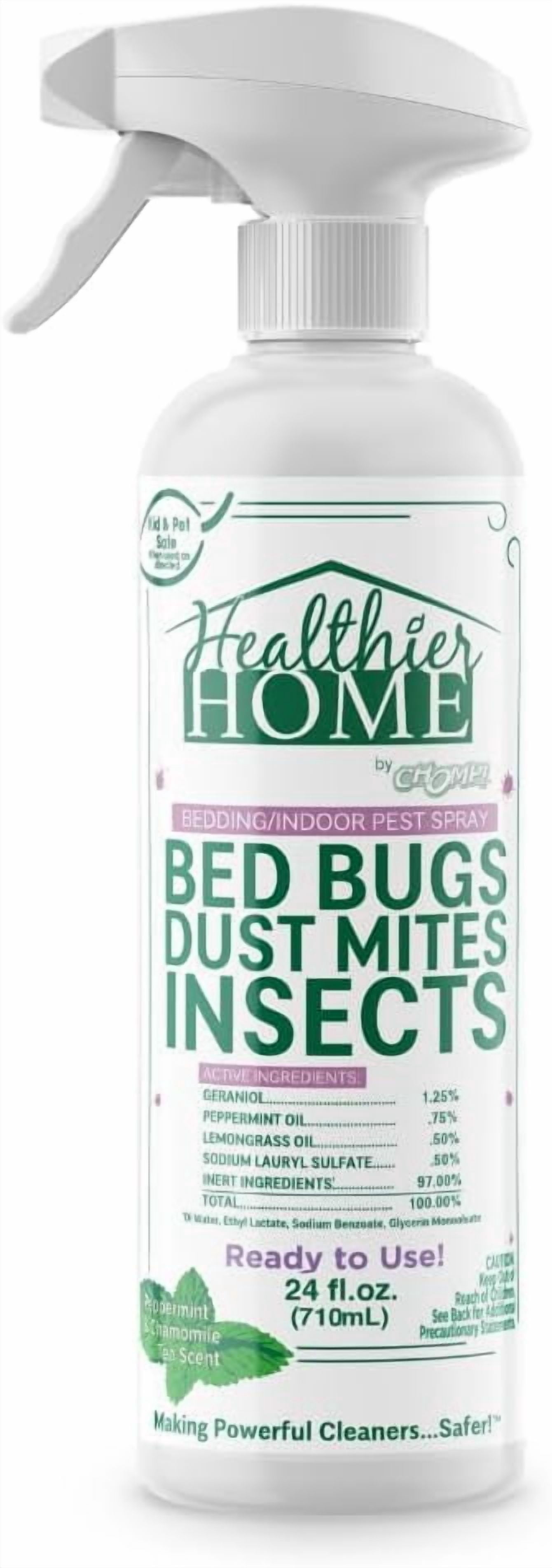 Insect and Pest Control Spray, 24 Ounces, Indoor and Outdoor Use, Plant-Based Formula Ants, Bed Bugs, Dust Mites Spiders, Made with Peppermint, Lemongrass, Geraniol